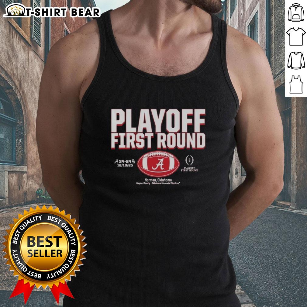 Top Playoff First Round Alabama Crimson Tide 2025 Cfp Winner Tank Top Alabama Crimson Tide 2025 CFP Winner tank top, showcasing team pride for top playoff first-round fans.