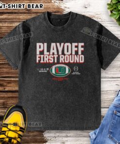 Miami Hurricanes 2025 CFP Winner washed t-shirt, showcasing team pride for the top playoff first round.
