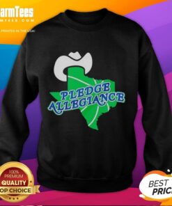 Alt Text: Dallas Mavericks basketball sweatshirt featuring 'Top Pledge Allegiance' design for fans and athletes.