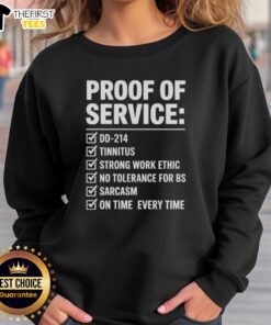 Top Proof of Service DD 214 Tinnitus Sweatshirt featuring military-inspired design for veterans and supporters.