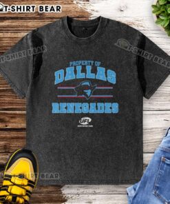 Alt Text: Dallas Renegades UFL logo on a washed t-shirt, perfect for fans of the team and casual wear enthusiasts.