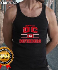 DC Defenders UFL logo tank top showcasing vibrant design for fans of the team and stylish sports apparel.