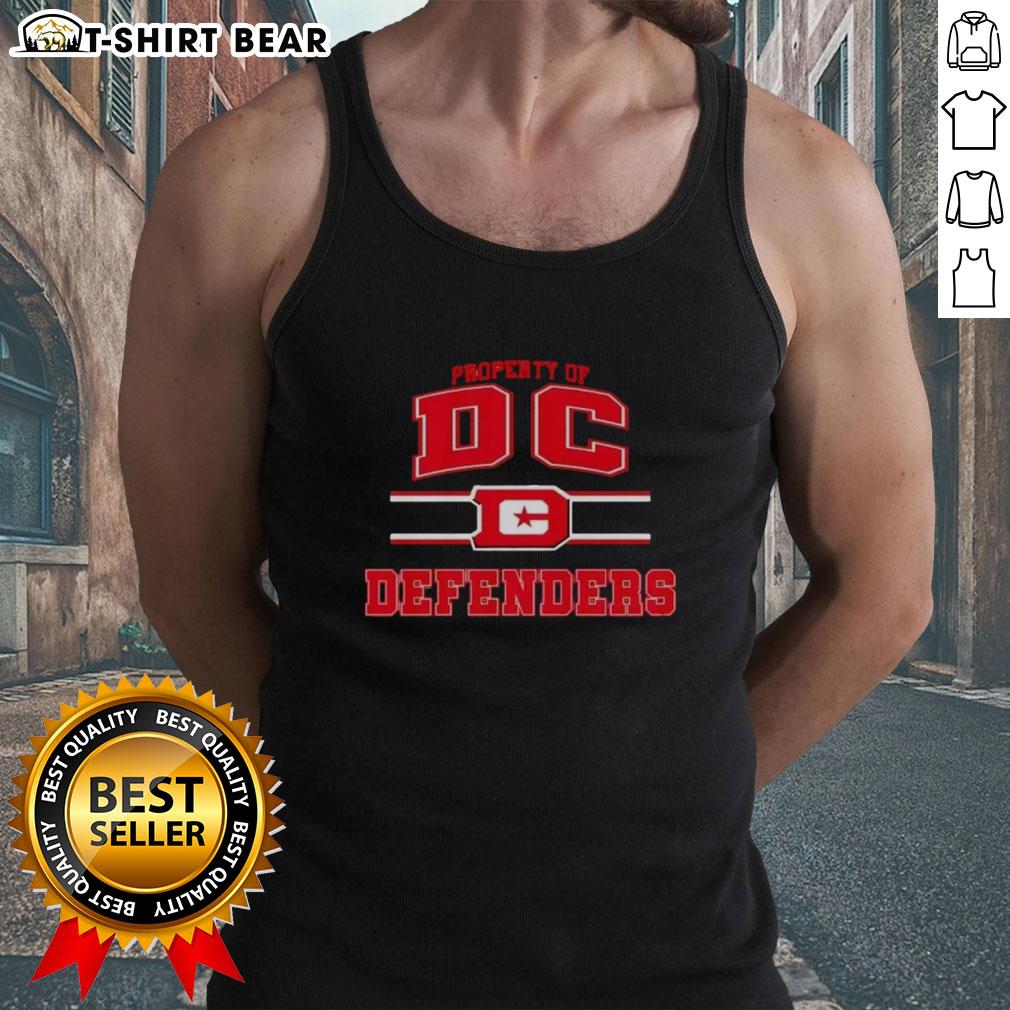 Top Property Of Dc Defenders Ufl Logo Tank Top DC Defenders UFL logo tank top showcasing vibrant design for fans of the team and stylish sports apparel.