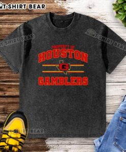Alt Text: Houston Gamblers UFL logo washed t-shirt showcasing vintage design and comfortable fit for fans and collectors.
