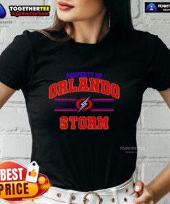Orlando Storm UFL logo on a stylish ladies tee, perfect for fans of the team and casual wear enthusiasts.