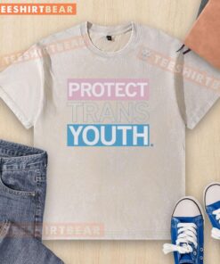 Top Protect Trans Youth LGBT Washed T-Shirt featuring vibrant colors and a bold message supporting transgender rights.