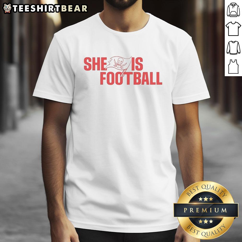 top-rashad-wisdom-tampa-bay-buccaneers-she-is-football-t-shirt Alt Text: Top Rashad Wisdom Tampa Bay Buccaneers 'She Is Football' T-Shirt featuring a stylish design for female fans.