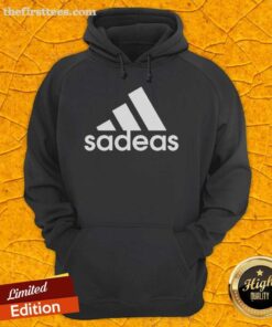 Top Sadeas Three Stripes Logo Parody Hoodie featuring a unique design and vibrant colors for trendy streetwear fashion.