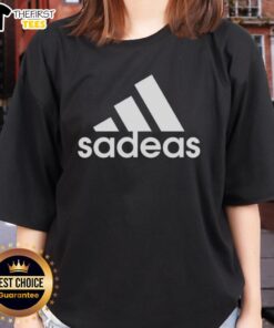 Top Sadeas Three Stripes Logo Parody Ladies Tee featuring a stylish design perfect for casual wear and fashion lovers.