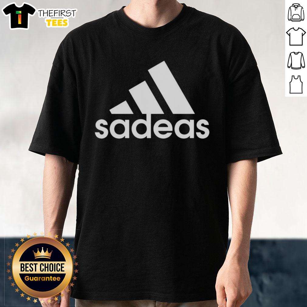 top-sadeas-three-stripes-logo-parody-t-shirt-1 Top Sadeas Three Stripes Logo Parody T-Shirt featuring a creative twist on the iconic three stripes design.