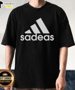 Top Sadeas Three Stripes Logo Parody T-Shirt featuring a creative twist on the iconic three stripes design.