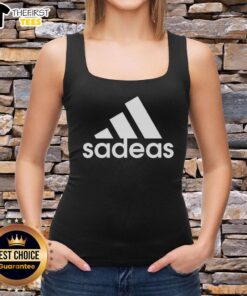 Top Sadeas Three Stripes Logo Parody Tank Top featuring a creative twist on the classic logo design.