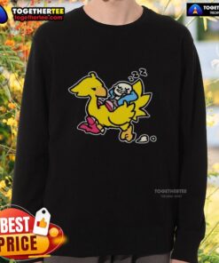 Cozy Top Sans and Chocobo sweatshirt showcasing vibrant designs, perfect for gaming fans and streetwear enthusiasts.
