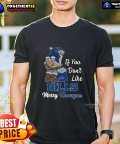Top Santa Claus 'If You Don't Like Bills, Merry Kiss My Ass' T-Shirt featuring a festive design for holiday humor.
