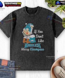 Funny Top Santa Claus 'If You Don't Like Philadelphia Eagles, Merry Kiss My Ass' washed t-shirt design for fans.