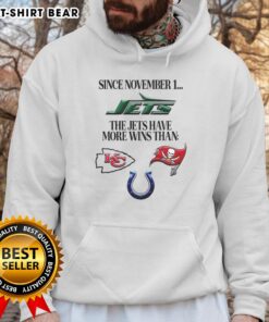 New York Jets celebrate recent wins since November 1, outpacing Hoodie in the standings, showcasing team spirit.