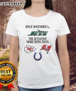 New York Jets celebrate winning streak since November 1, outpacing ladies tee fashion trends with more victories.