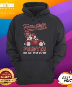Snoopy and Charlie Brown in a car, showcasing the Texas A&M Aggies hoodie, Driving Car Forever, Not Just When We Win.