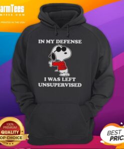 Joe Cool Snoopy hoodie featuring 'In My Defense, I Was Left Unsupervised' design, perfect for casual fans and cozy style.