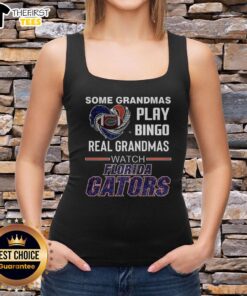 Grandmas in Florida Gators tank tops enjoying bingo, showcasing fun and team spirit in a vibrant atmosphere.
