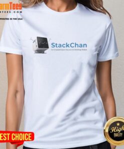 Top StackChan co-created open-source AI desktop robot ladies tee showcasing innovative AI design and tech-inspired fashion.