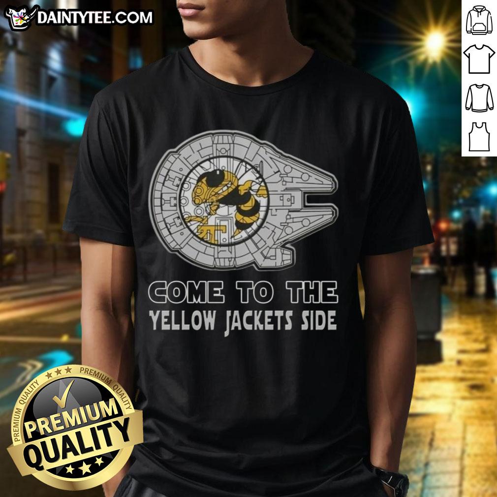 top-star-wars-come-to-the-georgia-tech-yellow-jackets-side-t-shirt-1 Alt Text: Top Star Wars themed Georgia Tech Yellow Jackets T-Shirt featuring iconic characters and vibrant colors.