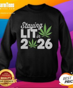High-waisted marijuana-themed New Year's sweatshirt for 2026, perfect for staying lit and stylish during celebrations.