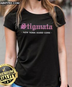 Top Stigmata New York Hard Core Ladies Tee featuring bold graphic design and comfortable fit for fans of hardcore music.