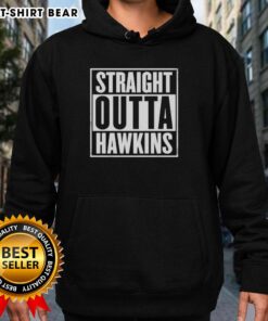 Top Straight Outta Hawkins Stranger Things Hoodie showcasing a stylish design for fans of the hit Netflix series.