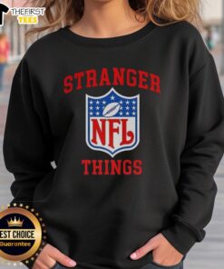 Top Stranger Things X NFL logo sweatshirt featuring a unique design combining iconic TV show and football elements.
