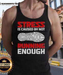 Top stress is caused by not running enough tank top: a person wearing a vibrant tank top during a run in a sunny park.