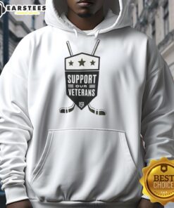 Top Support Our Veterans USA NHL Hoodie showcasing patriotic design and NHL logo, perfect for veterans' support.