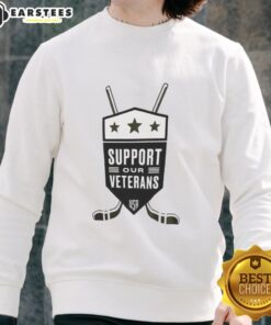 Top Support Our Veterans USA NHL Sweatshirt featuring patriotic design and NHL logo for veteran support enthusiasts.