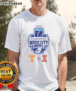 Top Tennessee Volunteers vs Illinois Fighting Illini 2025 Music City Bowl T-Shirt featuring team logos and vibrant design.