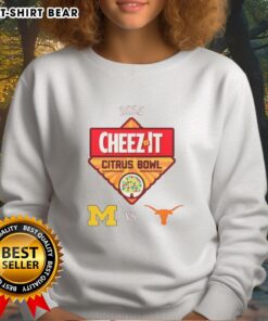 Texas Longhorns vs Michigan Wolverines 2025 Citrus Bowl sweatshirt featuring team logos and vibrant colors.