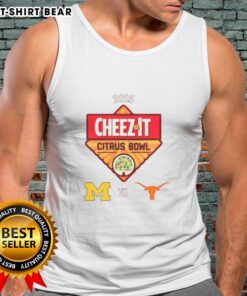 Texas Longhorns vs Michigan Wolverines 2025 Citrus Bowl tank top featuring team logos and vibrant colors.
