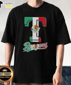 Top Texas Rangers Baseball X Mexican Flag T-Shirt featuring vibrant colors and team logo, perfect for fans and collectors.