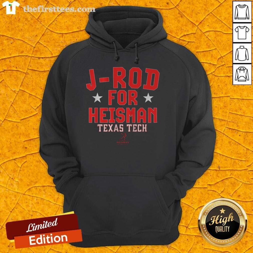 top-texas-tech-football-jacob-rodriguez-j-rod-for-heisman-hoodie Alt Text: Top Texas Tech Football Jacob Rodriguez J-Rod for Heisman hoodie displayed on a hanger, showcasing team pride.