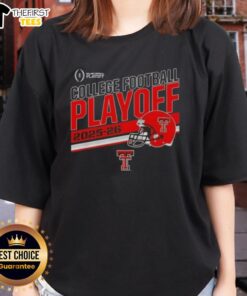 Top Texas Tech Red Raiders 2025 CFB Playoff Stripe Football Helmet Ladies Tee showcasing team pride and stylish design.