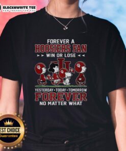 Top The Peanuts Forever Indiana Hoosiers fan tee for ladies, celebrating team spirit win or lose, yesterday, today, tomorrow.