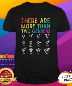 Alt Text: Top There Are More Than Two Genders LGBT Colors T-Shirt featuring vibrant rainbow design celebrating gender diversity.