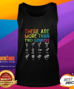Top There Are More Than Two Genders LGBT Colors Tank Top showcasing vibrant LGBT pride colors and inclusive message.