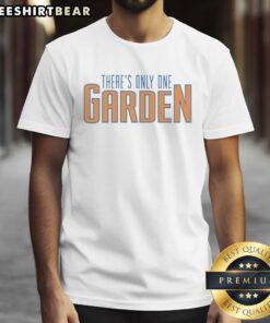 Alt Text: Top There Is Only One Garden New York Knicks T-Shirt featuring bold team graphics and vibrant colors.