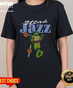 Top TMNT Leonardo x Utah Jazz ladies tee featuring vibrant graphics and stylish design for fans of both franchises.