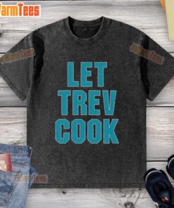 Top Trevor Lawrence Let Trev Cook Jacksonville Jaguars washed t-shirt showcasing team spirit and style.