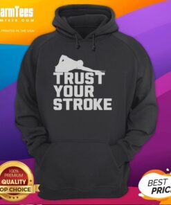 Stylish Top Trust Your Stroke Billiards Hoodie in black, perfect for pool enthusiasts and casual wear.
