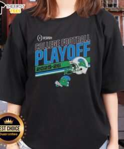 Alt Text: Top Tulane Football 2025-26 CFB Playoff Stripe Ladies Tee featuring team colors and stylish design for fans.