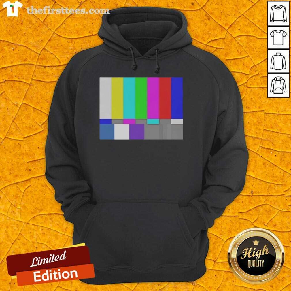 top-tv-test-pattern-color-bar-hoodie Alt Text: Top TV test pattern color bar hoodie featuring vibrant colors and retro design, perfect for TV enthusiasts.