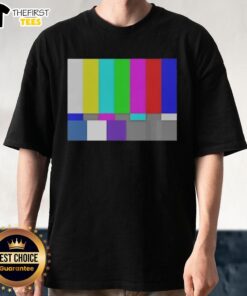 Top TV Test Pattern Color Bar T-Shirt featuring vibrant color bars and retro design for TV enthusiasts and fashion lovers.