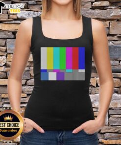Top TV Test Pattern Color Bar Tank Top featuring vibrant color bars in a stylish design, perfect for casual wear.